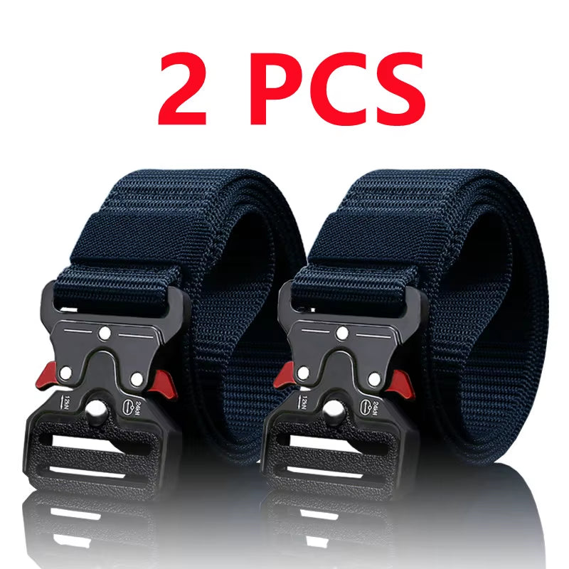 2Pcs Versatile Men'S Tactical Belts - Durable, Adjustable Design - for Outdoor Hunting & Sports Enthusiasts