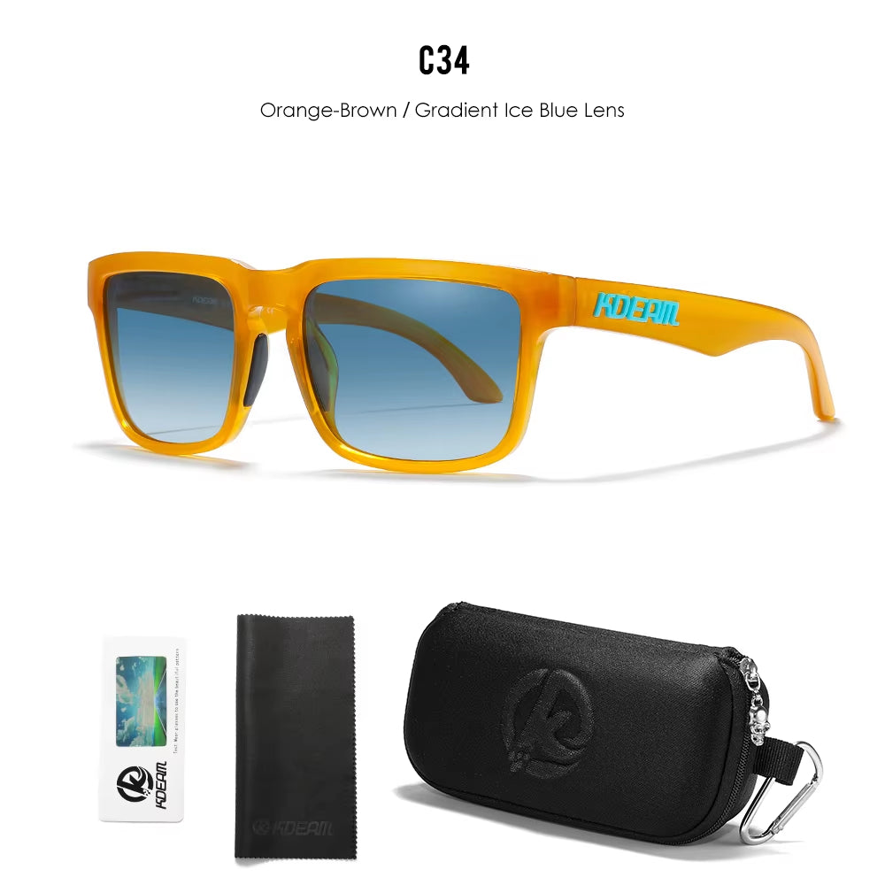 Men'S Polarized Sunglasses Square Casual Outdoors Sun Glasses Women Unisex Sunglass for Couple with Zipper Case