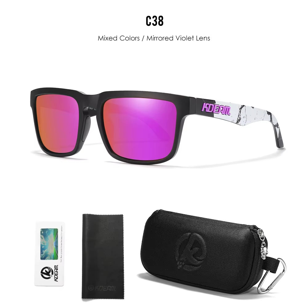 Men'S Polarized Sunglasses Square Casual Outdoors Sun Glasses Women Unisex Sunglass for Couple with Zipper Case