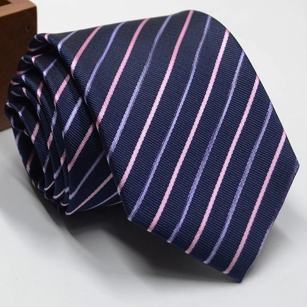 Classic Stripe Necktie Men Business Formal Wedding Tie 8Cm Blue Black Pink Red Neck Ties Fashion Shirt Dress Accessories