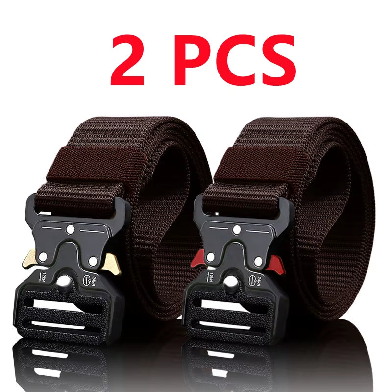 2Pcs Versatile Men'S Tactical Belts - Durable, Adjustable Design - for Outdoor Hunting & Sports Enthusiasts