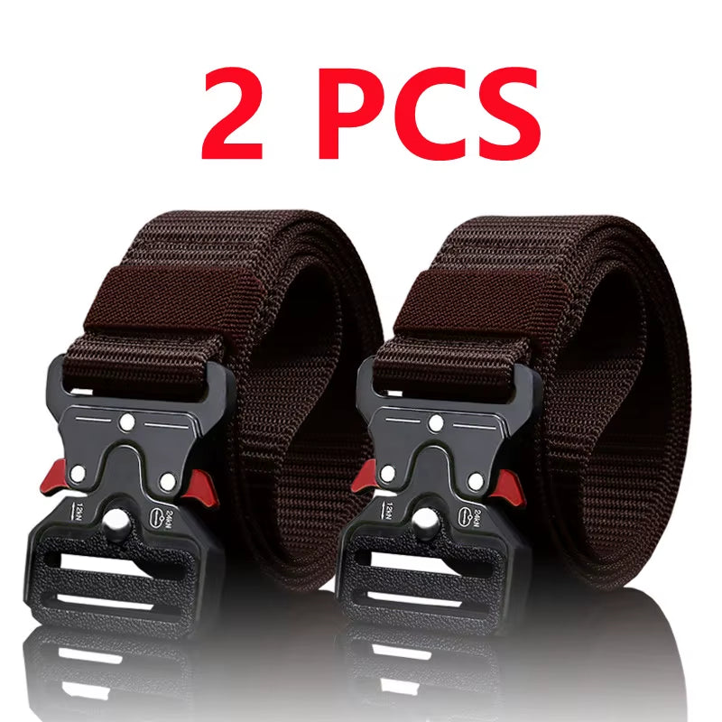 2Pcs Versatile Men'S Tactical Belts - Durable, Adjustable Design - for Outdoor Hunting & Sports Enthusiasts