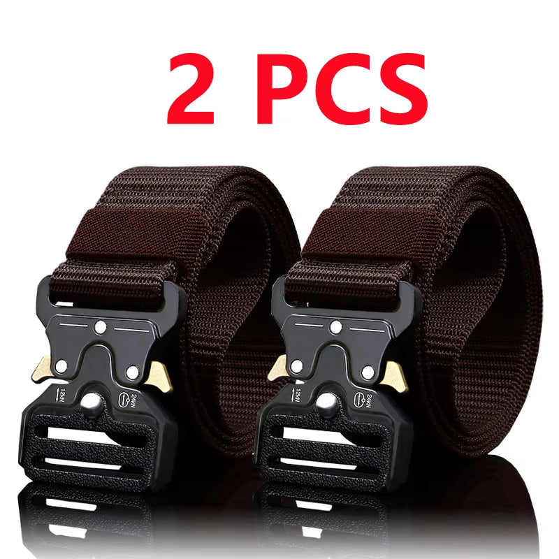 2Pcs Versatile Men'S Tactical Belts - Durable, Adjustable Design - for Outdoor Hunting & Sports Enthusiasts