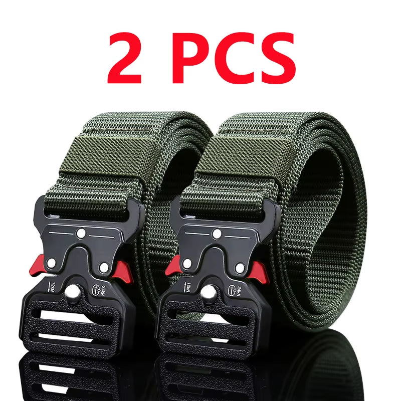 2Pcs Versatile Men'S Tactical Belts - Durable, Adjustable Design - for Outdoor Hunting & Sports Enthusiasts