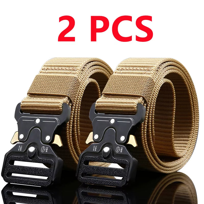 2Pcs Versatile Men'S Tactical Belts - Durable, Adjustable Design - for Outdoor Hunting & Sports Enthusiasts