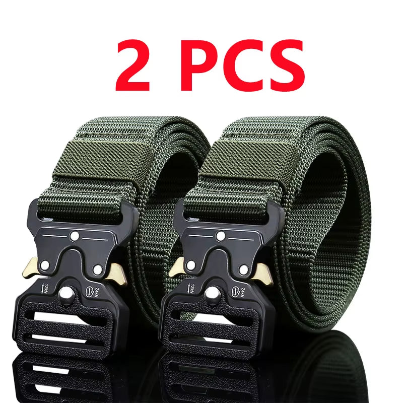 2Pcs Versatile Men'S Tactical Belts - Durable, Adjustable Design - for Outdoor Hunting & Sports Enthusiasts