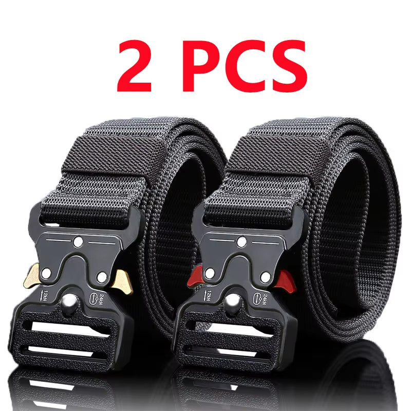2Pcs Versatile Men'S Tactical Belts - Durable, Adjustable Design - for Outdoor Hunting & Sports Enthusiasts