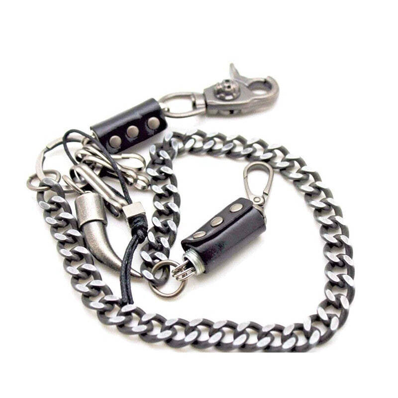 Men'S Strong Leash Heavy Horn Metal Wallet Chains Biker Trucker Jean Key Chain