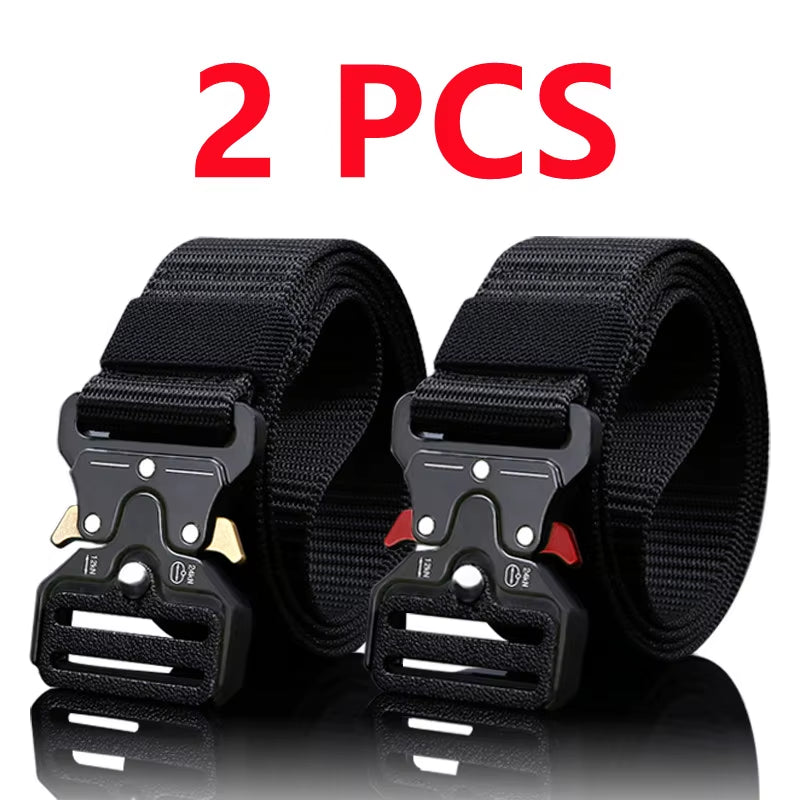 2Pcs Versatile Men'S Tactical Belts - Durable, Adjustable Design - for Outdoor Hunting & Sports Enthusiasts