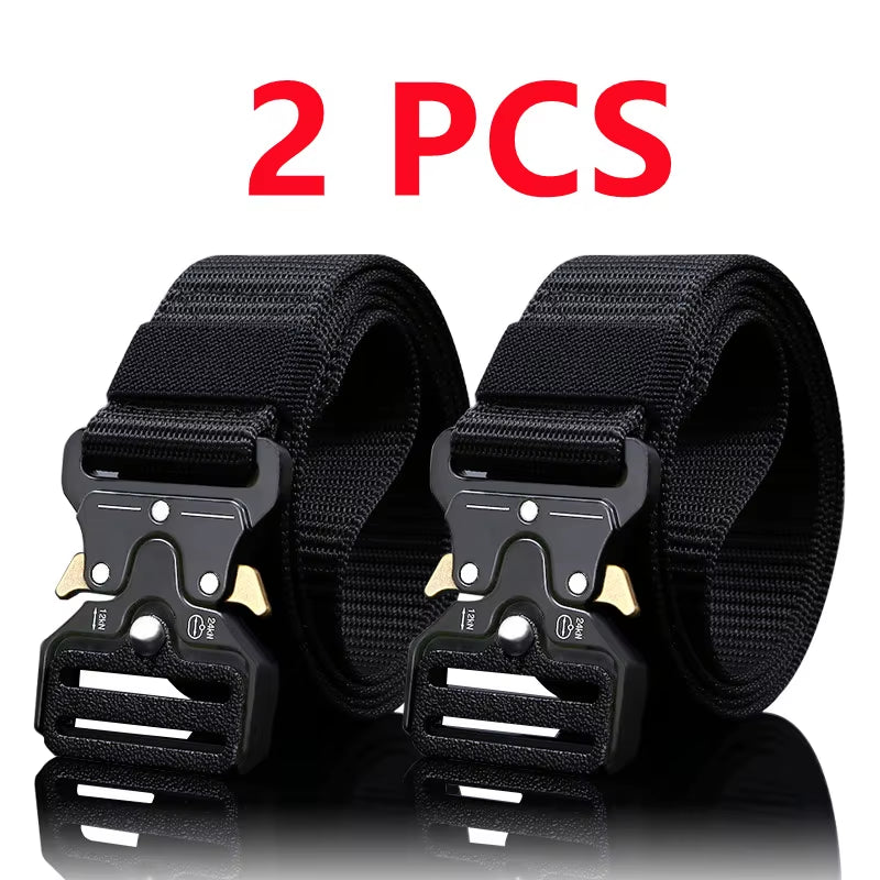 2Pcs Versatile Men'S Tactical Belts - Durable, Adjustable Design - for Outdoor Hunting & Sports Enthusiasts