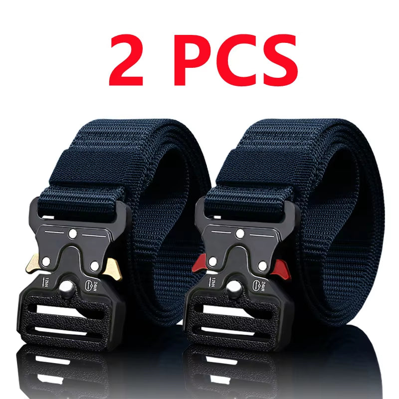 2Pcs Versatile Men'S Tactical Belts - Durable, Adjustable Design - for Outdoor Hunting & Sports Enthusiasts