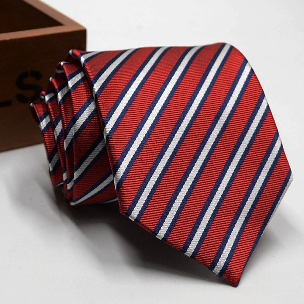 Classic Stripe Necktie Men Business Formal Wedding Tie 8Cm Blue Black Pink Red Neck Ties Fashion Shirt Dress Accessories