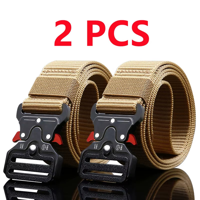 2Pcs Versatile Men'S Tactical Belts - Durable, Adjustable Design - for Outdoor Hunting & Sports Enthusiasts