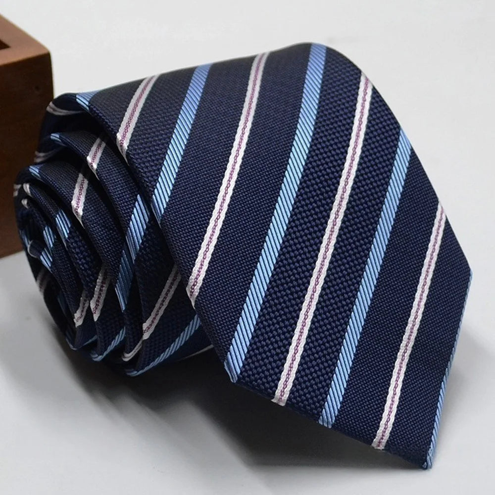 Classic Stripe Necktie Men Business Formal Wedding Tie 8Cm Blue Black Pink Red Neck Ties Fashion Shirt Dress Accessories