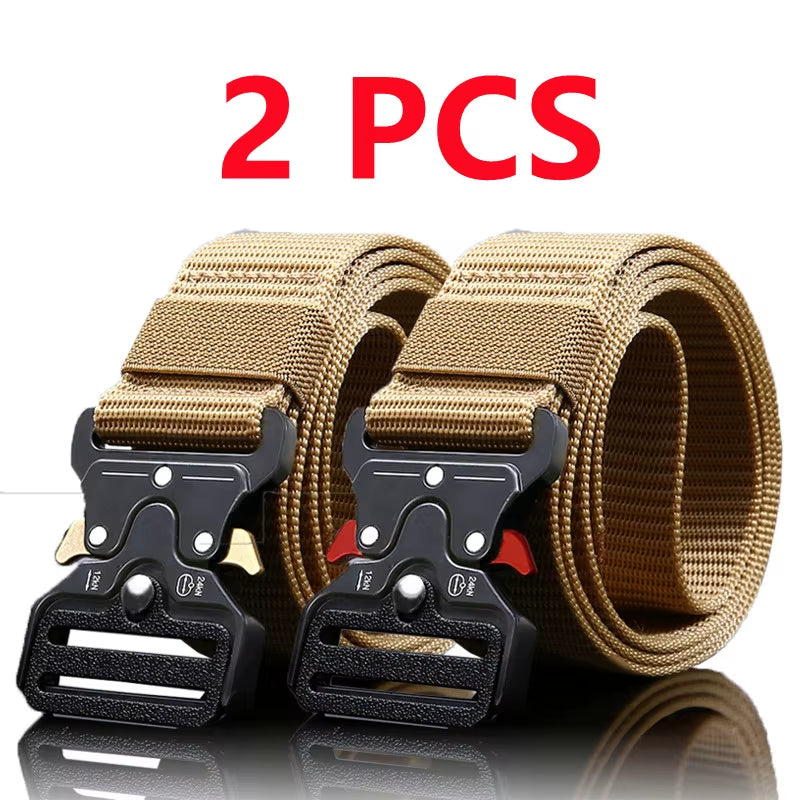 2Pcs Versatile Men'S Tactical Belts - Durable, Adjustable Design - for Outdoor Hunting & Sports Enthusiasts