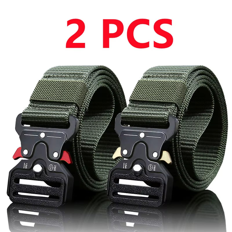 2Pcs Versatile Men'S Tactical Belts - Durable, Adjustable Design - for Outdoor Hunting & Sports Enthusiasts