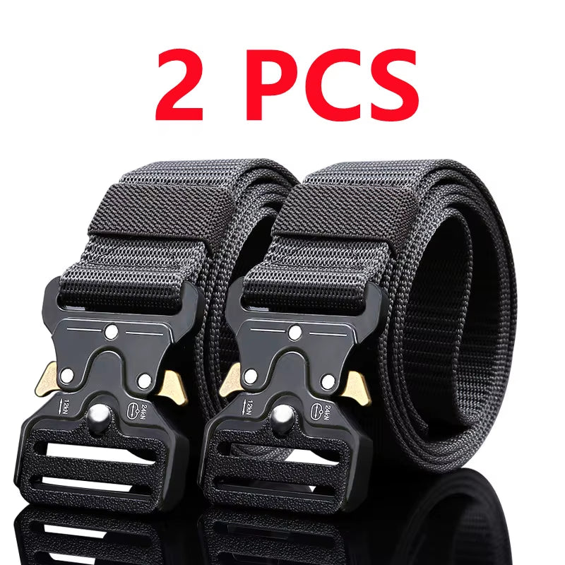 2Pcs Versatile Men'S Tactical Belts - Durable, Adjustable Design - for Outdoor Hunting & Sports Enthusiasts