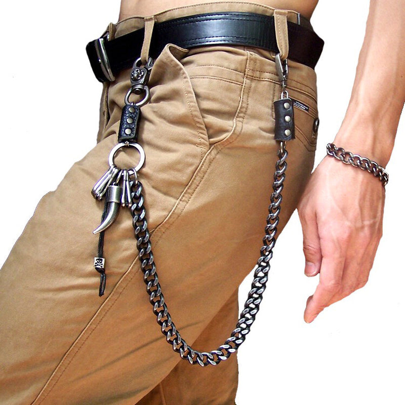 Men'S Strong Leash Heavy Horn Metal Wallet Chains Biker Trucker Jean Key Chain