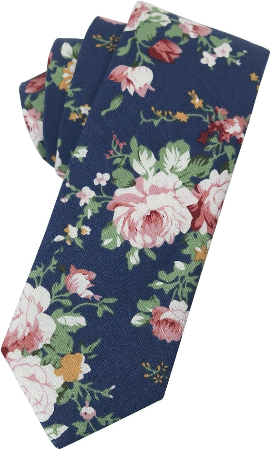 Men'S Cotton Printed Floral Neck Tie Skinny Tie