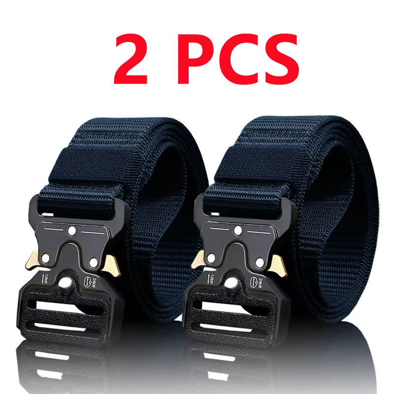2Pcs Versatile Men'S Tactical Belts - Durable, Adjustable Design - for Outdoor Hunting & Sports Enthusiasts