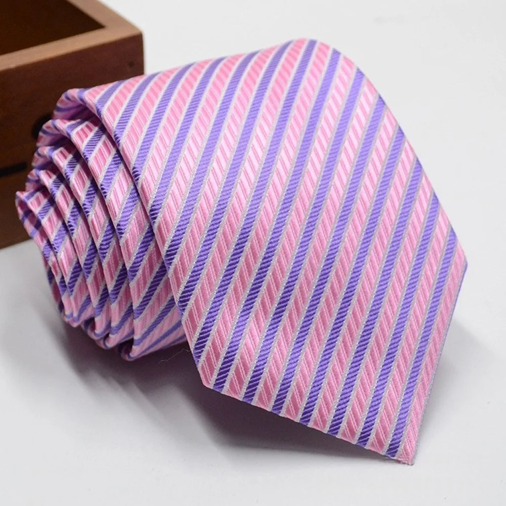 Classic Stripe Necktie Men Business Formal Wedding Tie 8Cm Blue Black Pink Red Neck Ties Fashion Shirt Dress Accessories