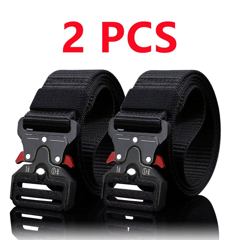 2Pcs Versatile Men'S Tactical Belts - Durable, Adjustable Design - for Outdoor Hunting & Sports Enthusiasts