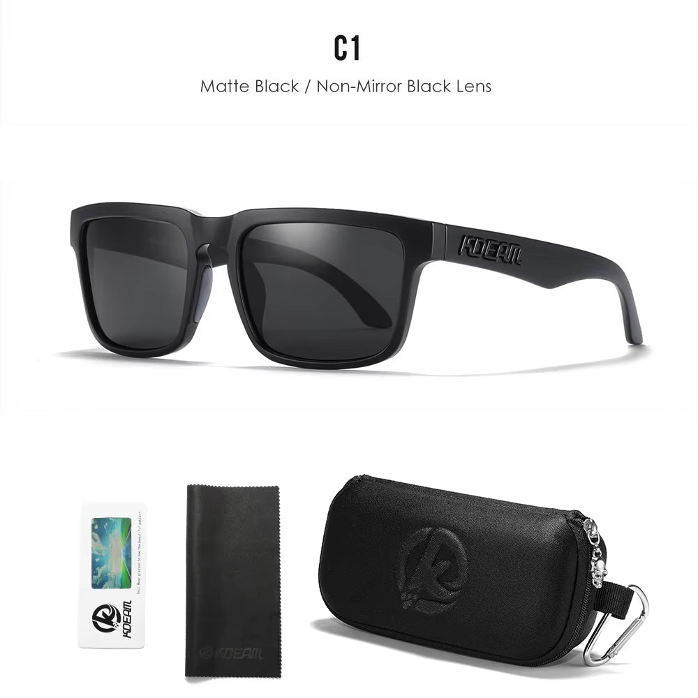 Men'S Polarized Sunglasses Square Casual Outdoors Sun Glasses Women Unisex Sunglass for Couple with Zipper Case