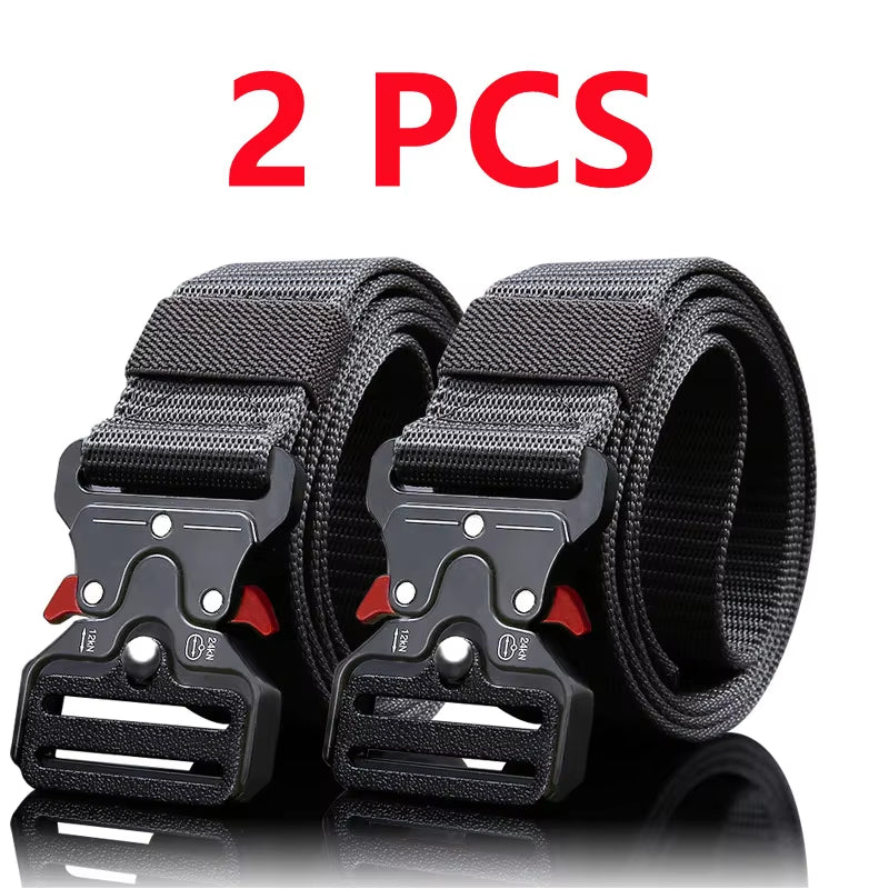 2Pcs Versatile Men'S Tactical Belts - Durable, Adjustable Design - for Outdoor Hunting & Sports Enthusiasts